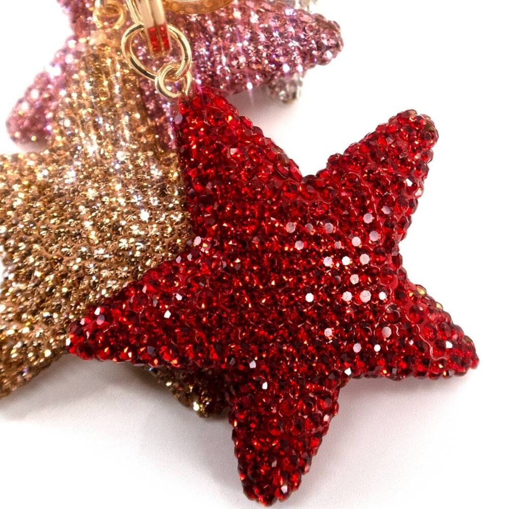 Bling Crystal Rhinestone Star Keychain Bag Charm Red